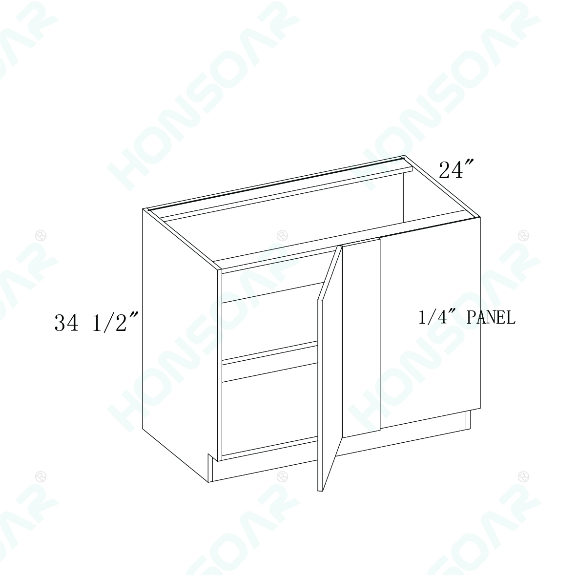 Base Blind Corner full height door cabinet Plywood Box 36